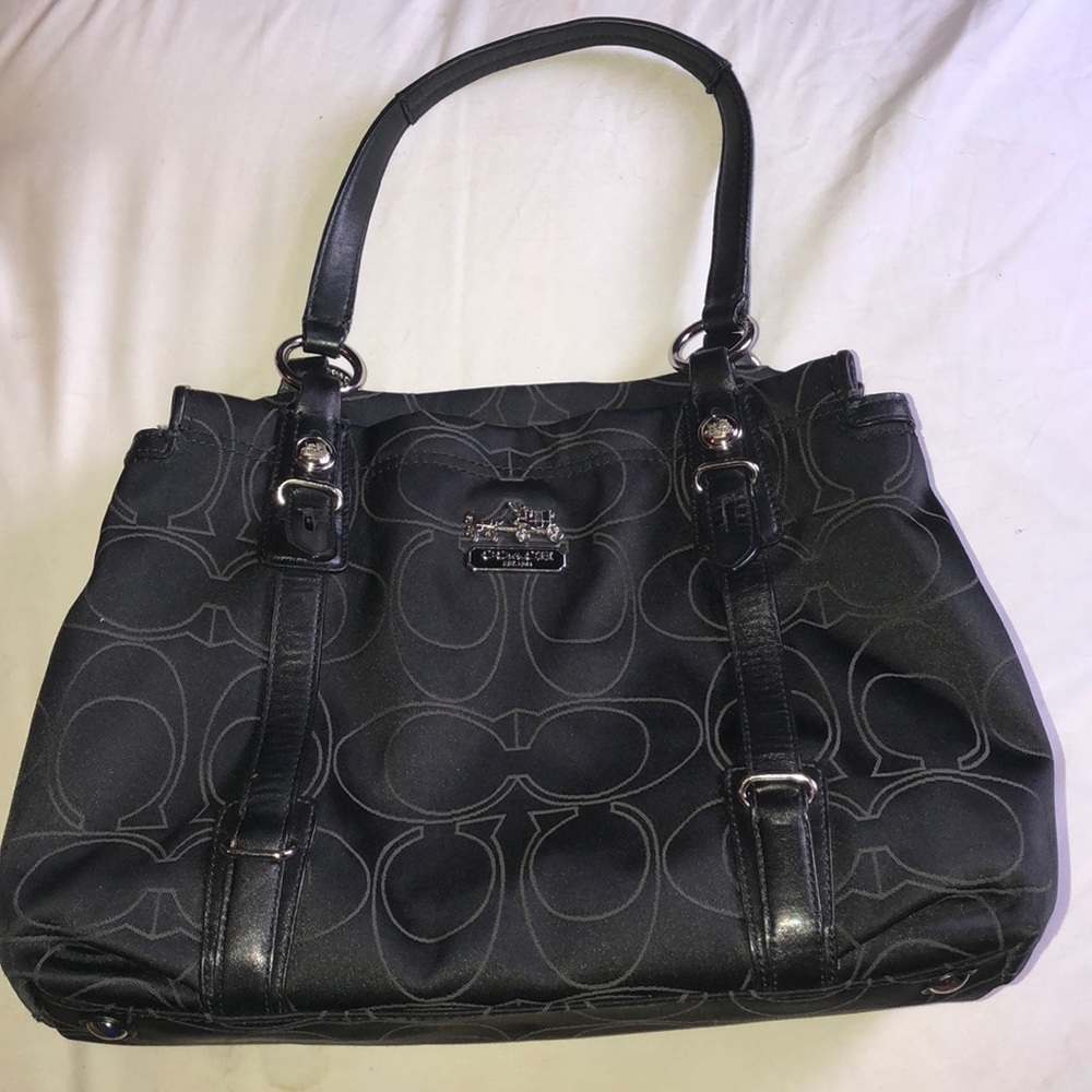 COACH MIA SIGNATURE BLACK SATCHEL